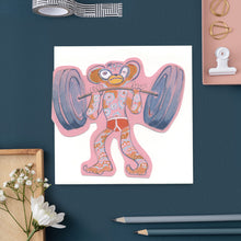 Load image into Gallery viewer, Monkey lifting weights - Die Cut Greetings Card
