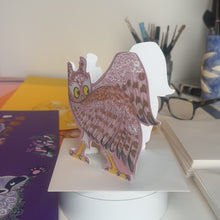 Load and play video in Gallery viewer, Dancing Owl - Die Cut Greetings Card
