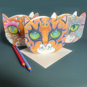 Orange Cat Face - Die Cut Card