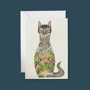 Cat In a Rose Garden - Card