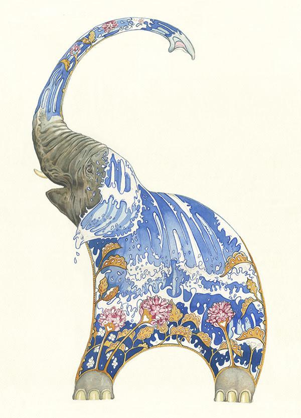 Elephant Squirting Water - Card - The DM Collection