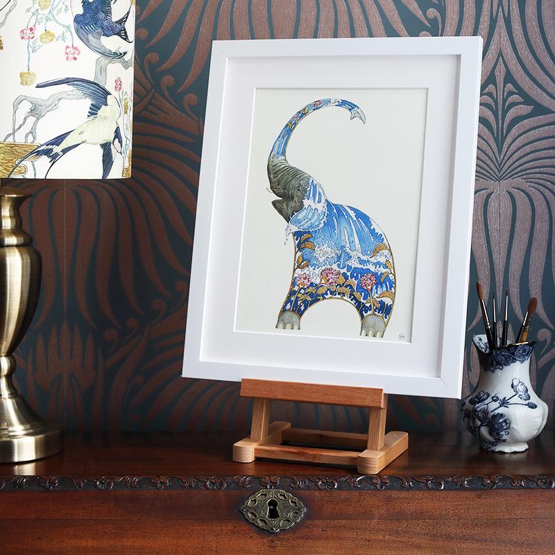 Elephant Squirting Water - Print - The DM Collection