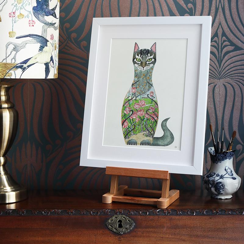 Cat in a Rose Garden - Print - The DM Collection