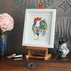 Rooster with Flowers - Print - The DM Collection