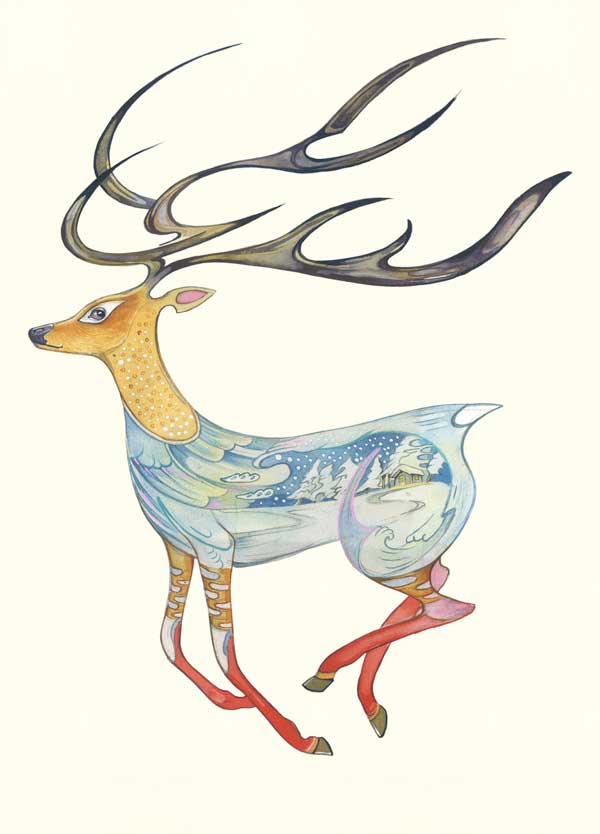 Reindeer Running - Card